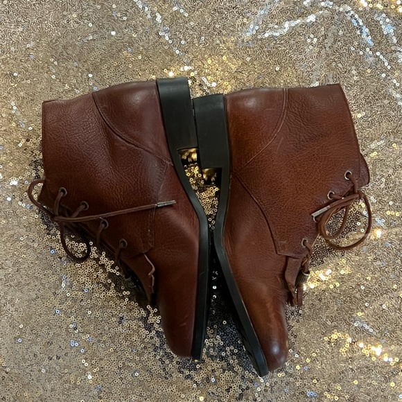 ARIAT ankle boots Vintage 90's lace up Tassle Fringe Ropers in BROWN - Picture 2 of 9